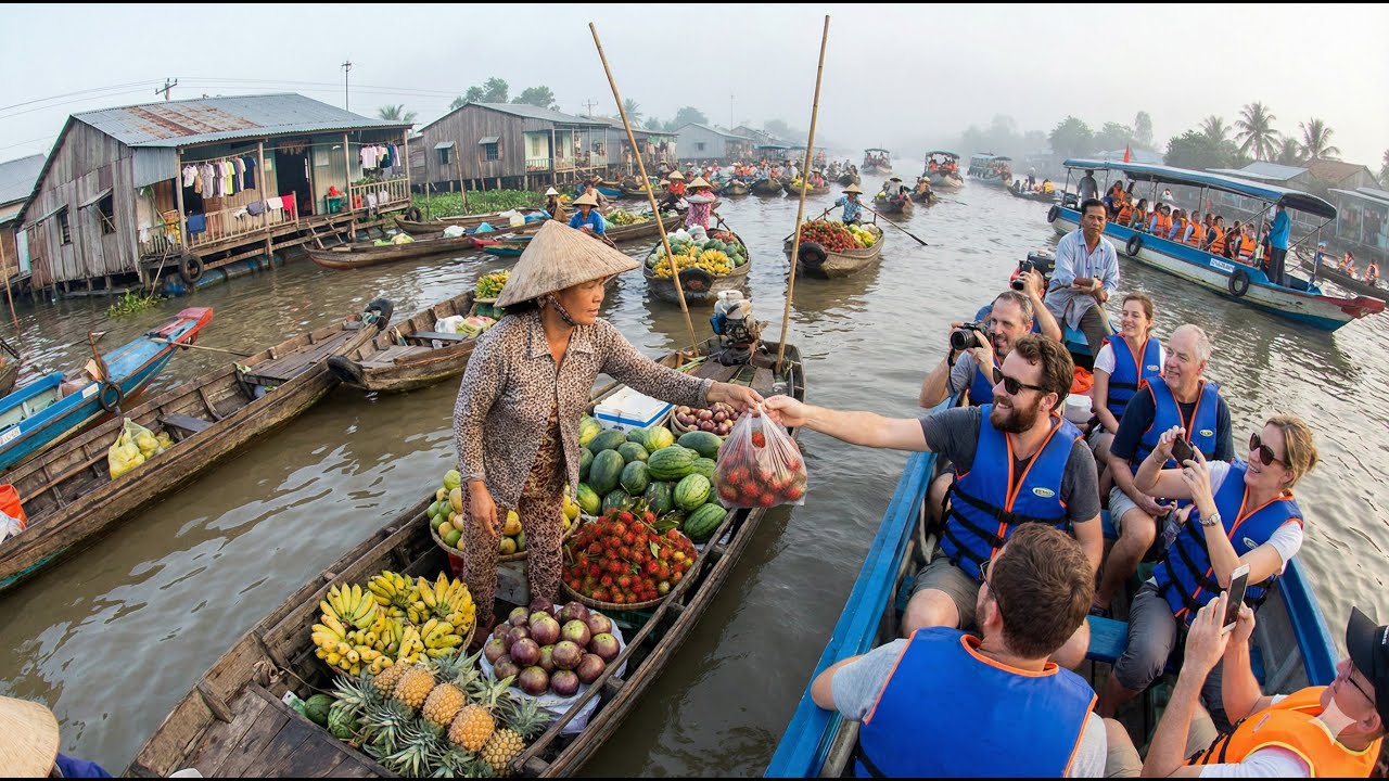Fresh Fruits on the River: A Floating Market Vendor’s Daily Life
