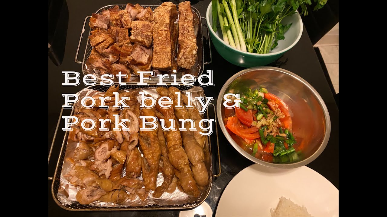 How to make Fried Pork Belly & Pork Bung | Uncle Pok - YouTube