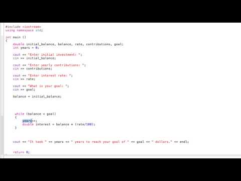 How to make while loops (making a C++ investment calculator)