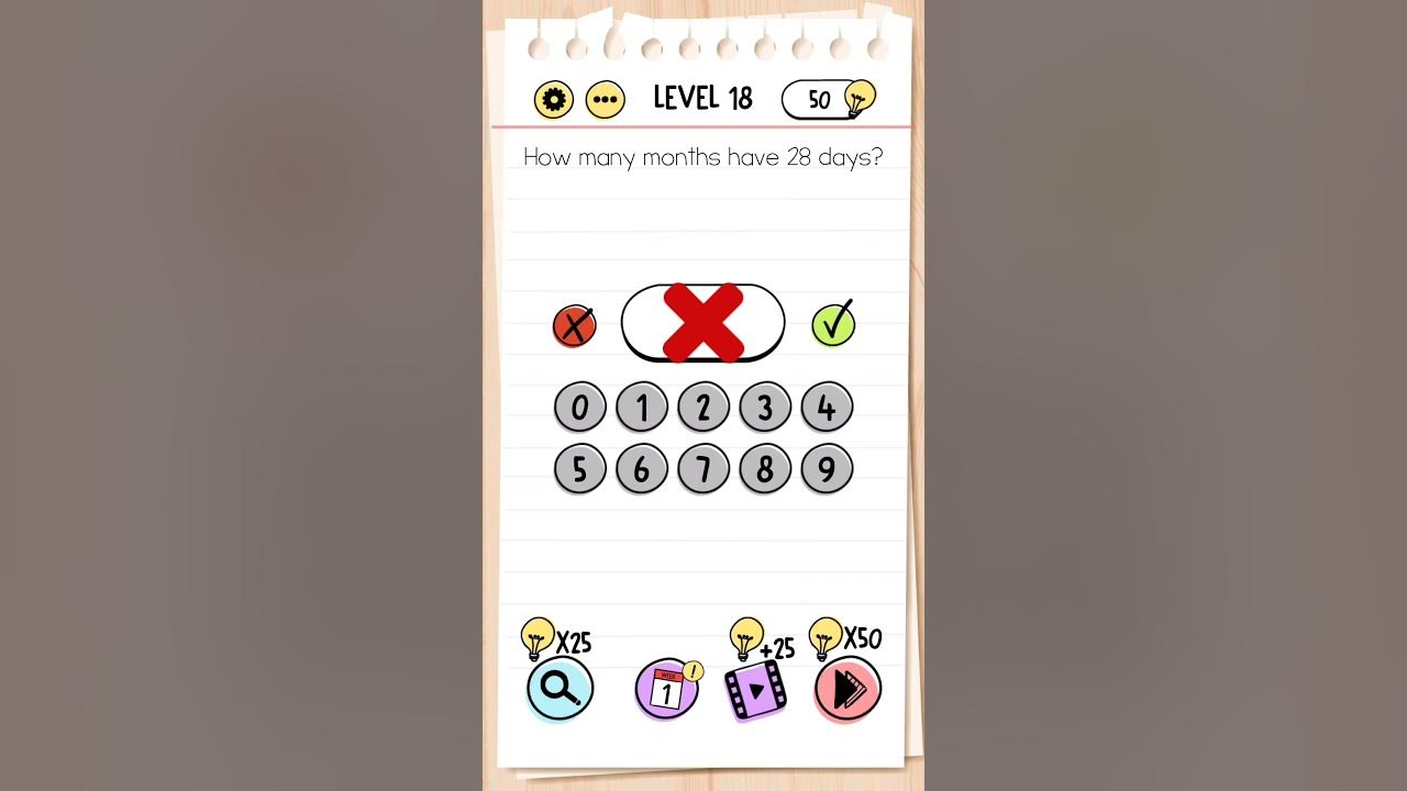  how many months have 28 days brain test level 18 youtube