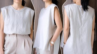 DIY Oversize Linen Top | Sleeveless Top | High Low Top