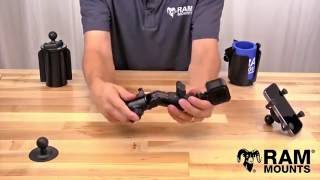 RAM Double Socket Swivel & Ratchet Arm for 1  Balls