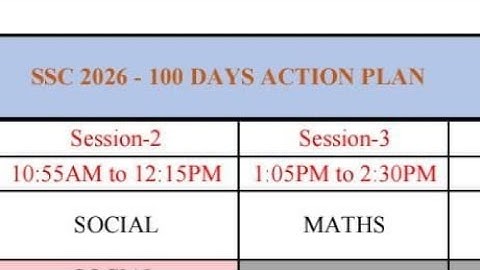 SSC 100 Days Action Plan 2026 for 10th class Time Table || ☝️