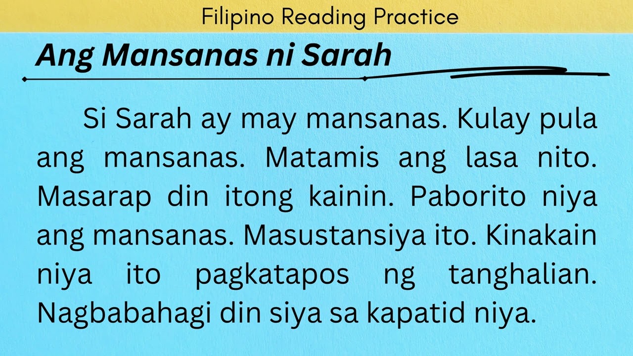 Ang Mansanas ni Sarah | Filipino/Tagalog Reading Practice | LEARN FILIPINO/TAGALOG 