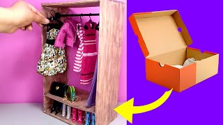 DIY Como hacer un Ropero/Guardarropa en Miniatura con Caja de Zapatos | Muebles en Miniatura