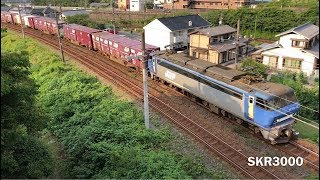 JR貨物 EF200-18号機+コキ21B 貨物列車2073レ 広島→幡生 2018.6