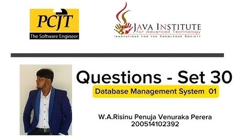 Question Set 30 | Database Management System | Java Institute