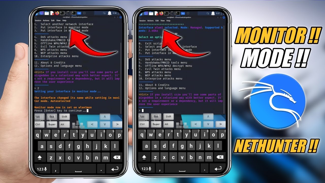 Kali Linux Net hunter di Android support monitor mode - YouTube