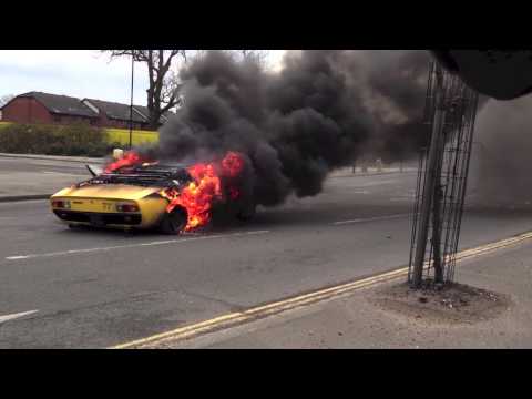 Lamborghini Miura SV catches fire in central London