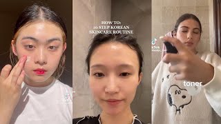 🌼 Korean Skincare Routine For Flawless Skin | AM and PM | TikTok Compilation ✨