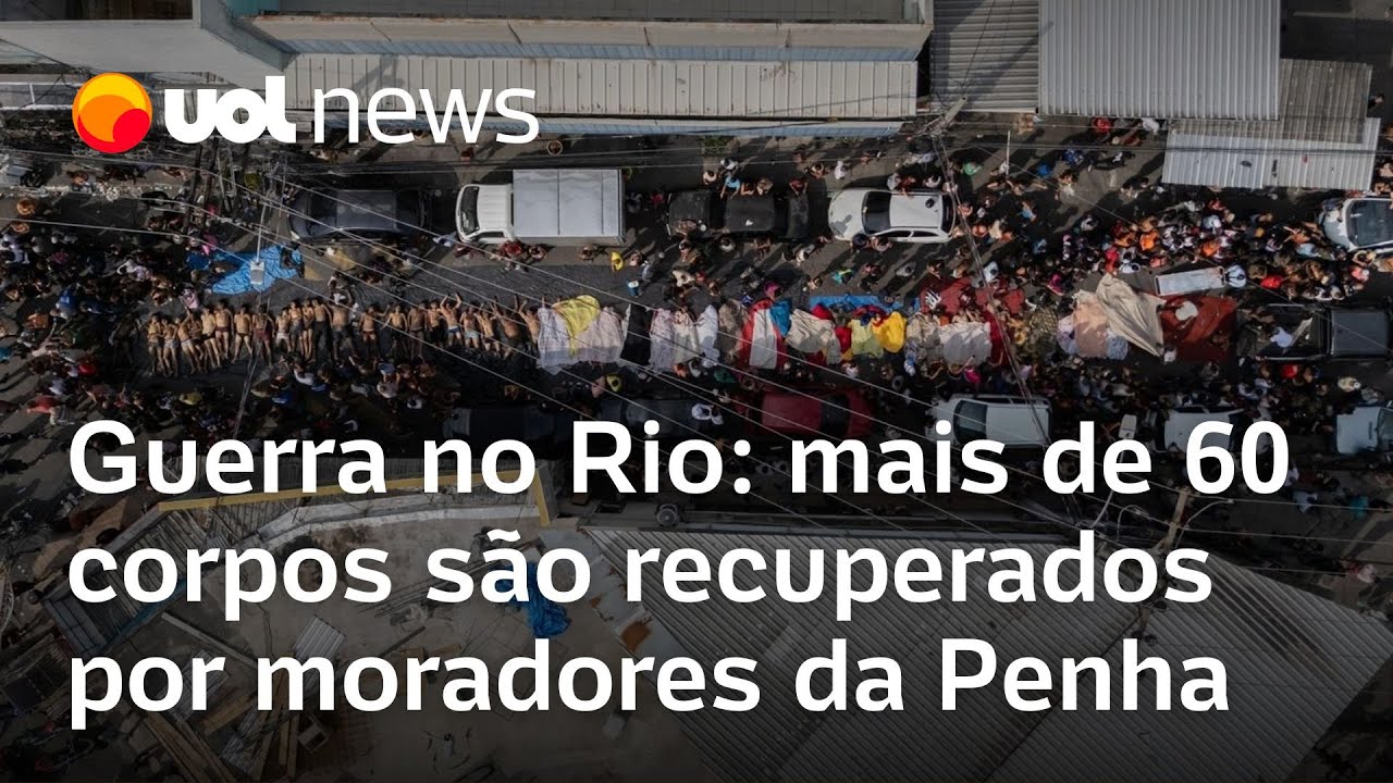 Guerra no Rio: foto aérea mostra mais de 60 corpos recuperados por moradores da Penha após operação