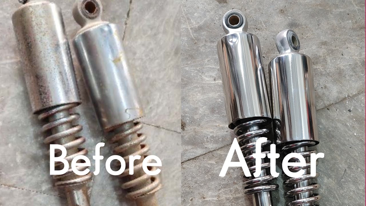 CG 125 Rear Shock Rust Removing Process Motorcycle - YouTube