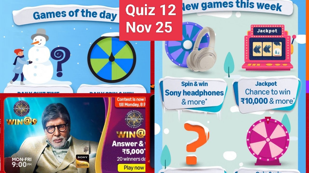 Daily Amazon Quiz Time/KBC Quiz/Spin and Win/Download Pi Use Referal sunilksaini 12 Nov 25