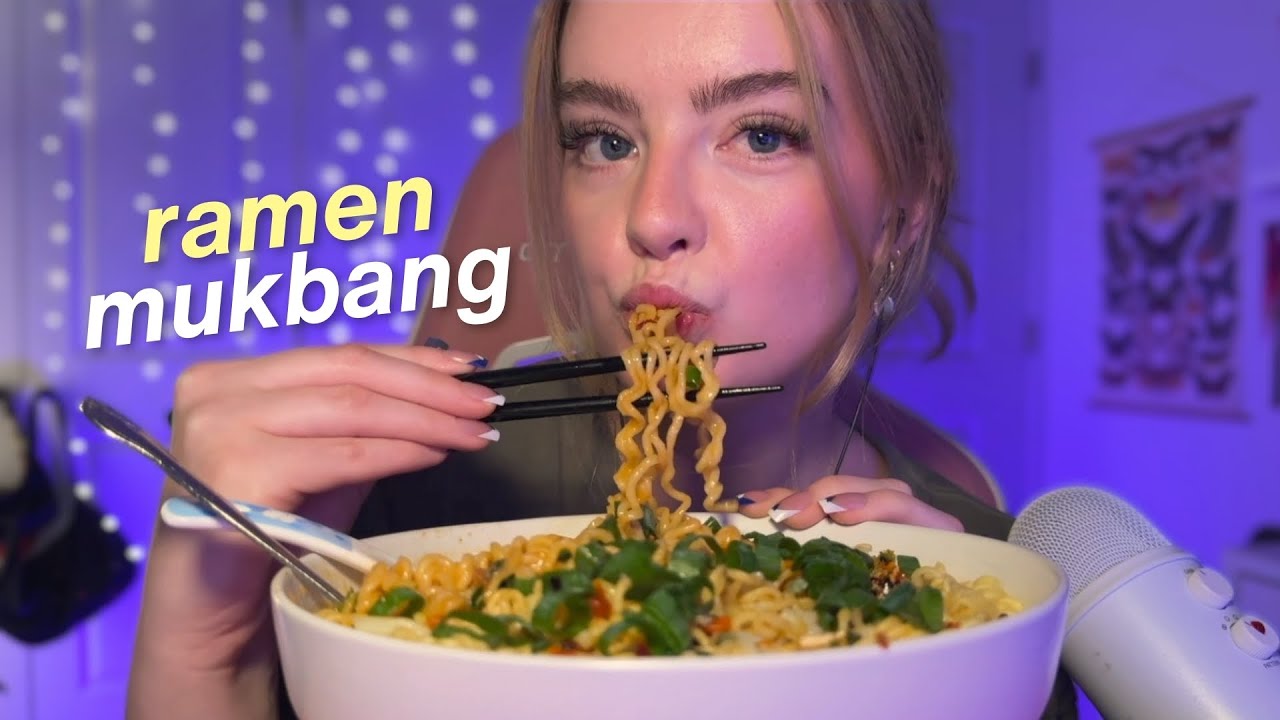 ASMR spicy cheesy ramen mukbang 🍜 eat with me! *close whispers*