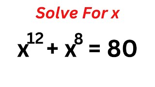 Nice Math Olympiad Preparation x^12+x^8=80 | This Is Just The Best Way | Real Value solutions