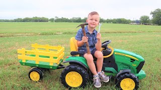 Our tractor broke | Fixing a real tractor on the farm | Tractors for kids