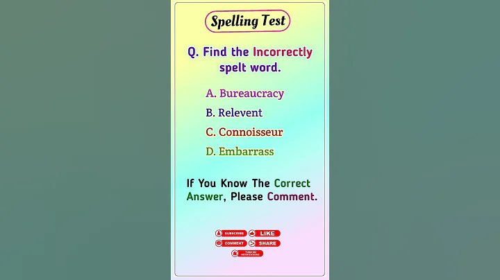 🔥Can You Spot the Wrongly Spelt Word? 🔥 Spelling Test | Spelling Challenge | English Quiz #Shorts