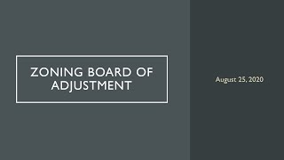 Zoning Board of Adjustment Aug. 25th