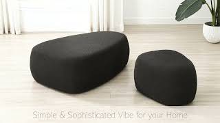 Carlese Fabric Big and Small Ottomans in Palladian Charcoal screenshot 5