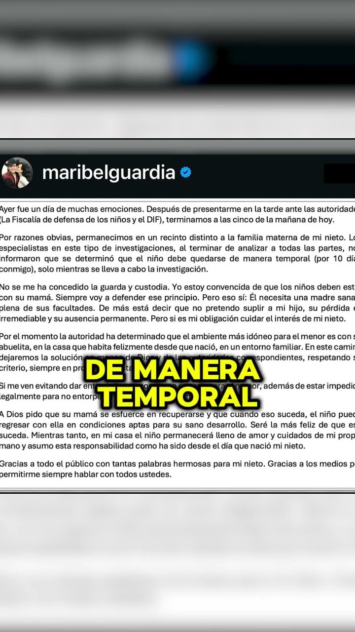 ? Comunicado de Maribel Guardia sobre la polémica con la madre de su nieto ? #CuéntameloYa