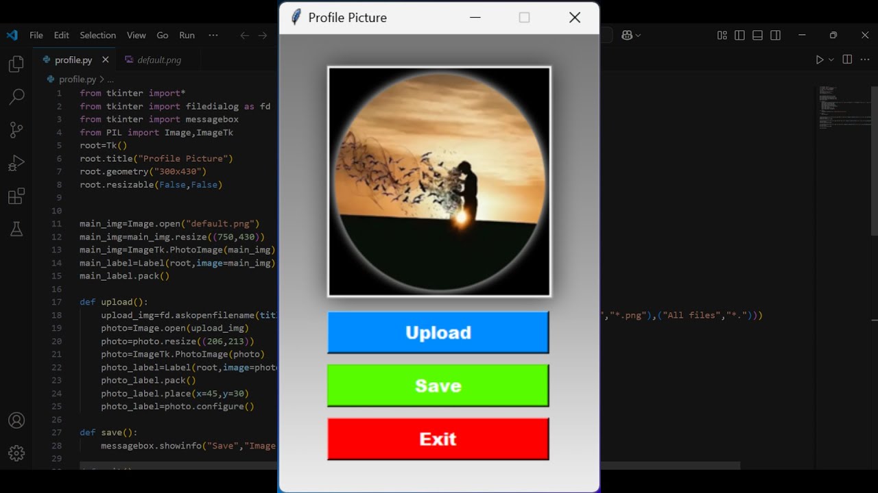 Upload your profile picture using filedialogue in Python Tkinter. - YouTube