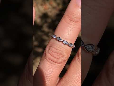Round Scalloped Moissanite Stackable Band ring video