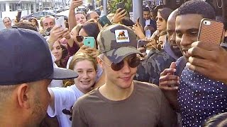 Purple-Haired Justin Bieber Gets Mobbed In Beverly Hills