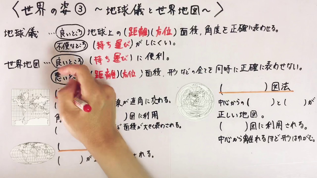 中学地理 世界の姿 地球儀と世界地図 Youtube