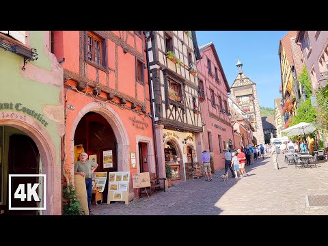 Riquewihr FRANCE Village Alsace Summer 2022 • 4K 60fps ASMR Real Time Virtual Walking Tour