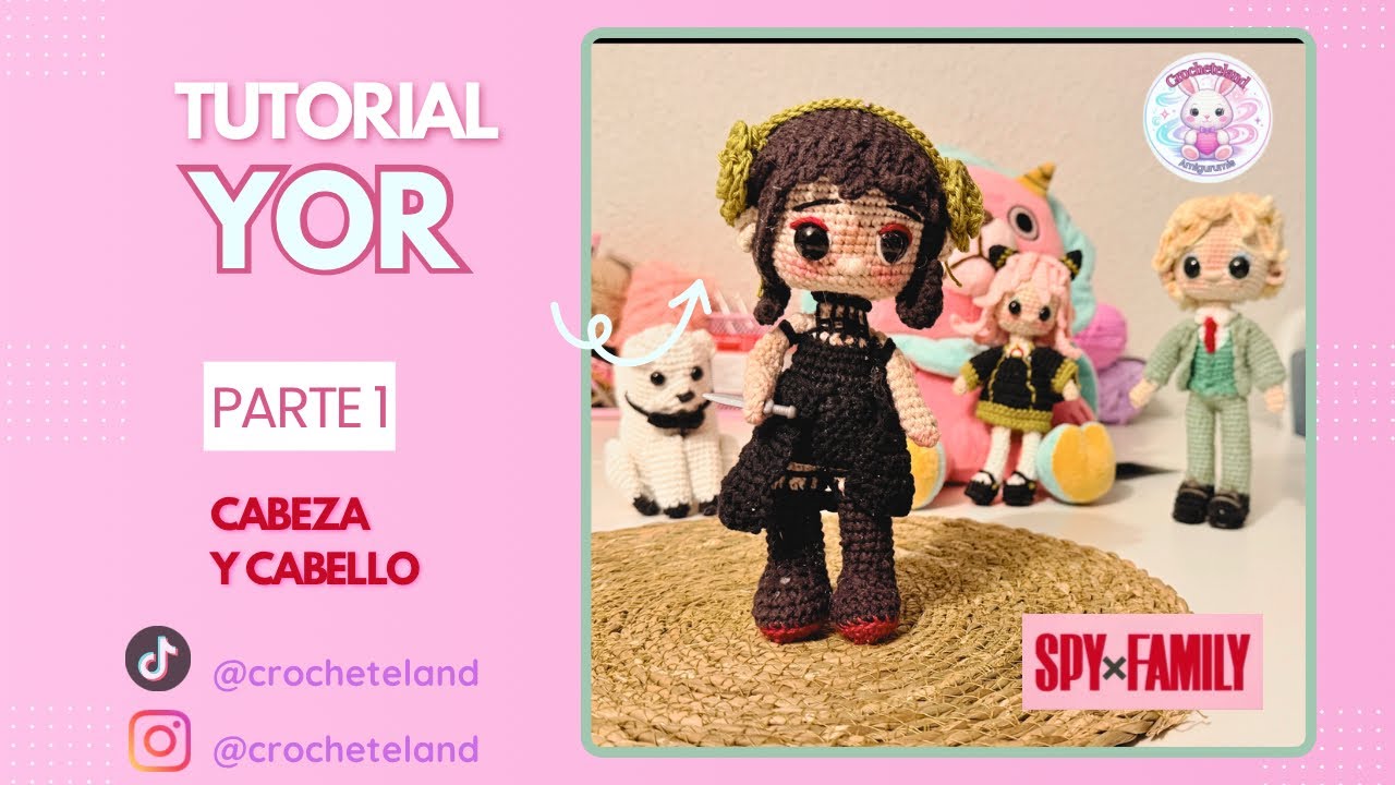Amigurumi inspirado en Yor 🌹❤️ | Cabeza y cabello paso a paso (Parte 1)