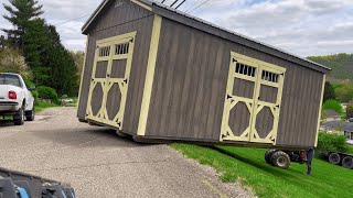 Shed going over a steep bank