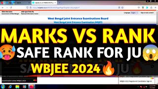 Marks vs Rank🔥 Wbjee 2024😱 Safe Rank For Jadavpur UniversityWbjee 2024 Expect Marks VS Rank