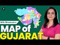 Map of gujarat  33 districts of gujarat  geography  with mnemonics