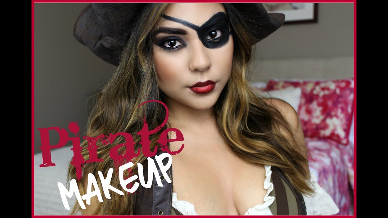 halloween makeup, pirate halloween makeup tutorial, pirate tutorial, female...