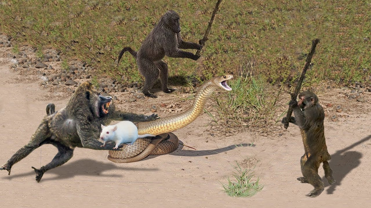 Download OMG! Capuchin Monkey Save Mouse From Banded Krait Snake Hunt | Amazing Python vs Big Cat