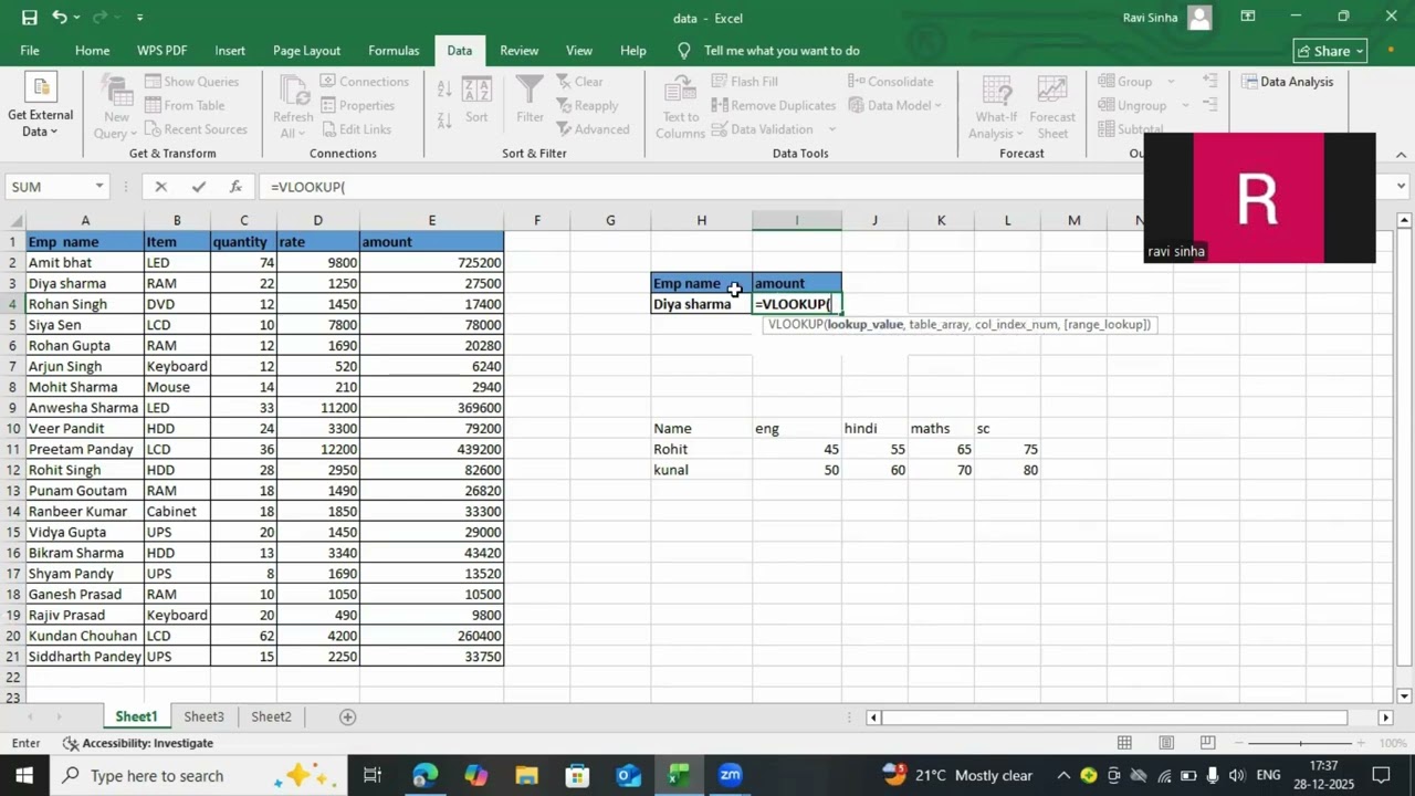 vlookup in excel
