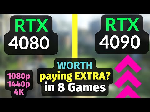 RTX 4080 vs RTX 4090 in 8 GAMES 1080p 1440p 4K / Ray Tracing / DLSS 3