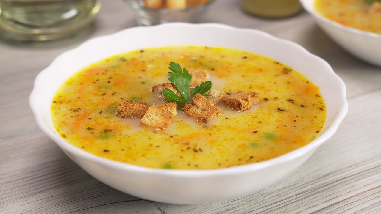 Мясной суп с плавленым сыром