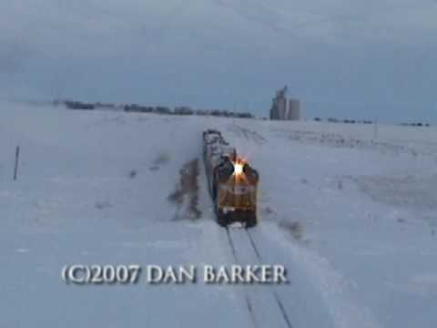 Union Pacific # 900082 Rotary Plow Attacks drifts up to 10 feet deep in the area of Sharon Springs Kansas January 1, 2007.