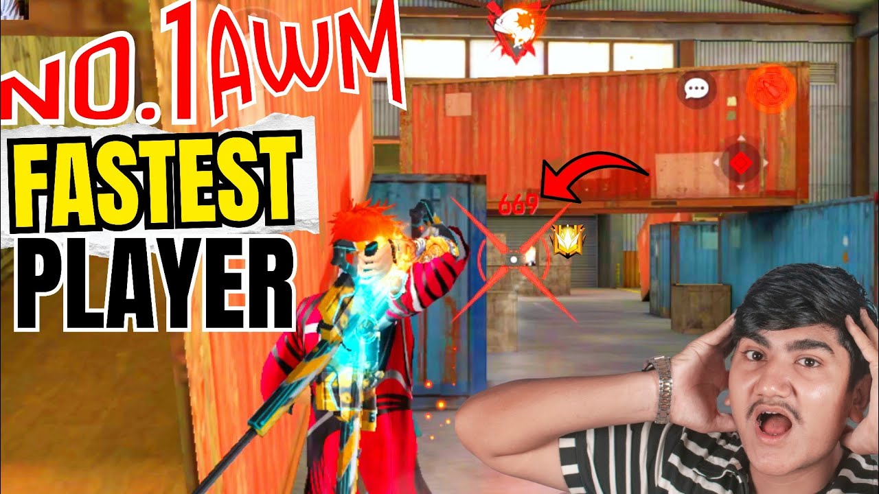 NO. 1 AWM FASTEST PLAYER👑 IN THE WORLD😱 GOD LEVEL⚡AWM HEADSHOT IN FREE FIRE 