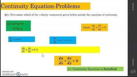 Fluid Flow Continuity Equation -Problem with solution