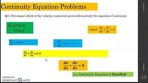 Fluid Flow Continuity Equation -Problem with solution