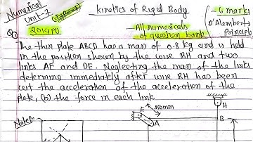 Unit-7|All type numerical of Kinetics of Rigid body| Applied mechanics-II[Dynamics] BE TU PU KU PoU