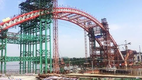 Toàn cảnh thi công cầu vòm thép Hoàng Văn Thụ - Hải Phòng