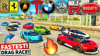 GTA 5: WORLD FAMOUS SUPER FAST CARS 🔥FASTEST DRAG RACE 😱 NO RULES | GTA 5 MODS! screenshot 5