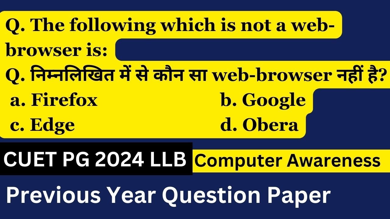 CUET PG 2024 LLB Computer Awareness Previous Year Questions | DU LLB ...