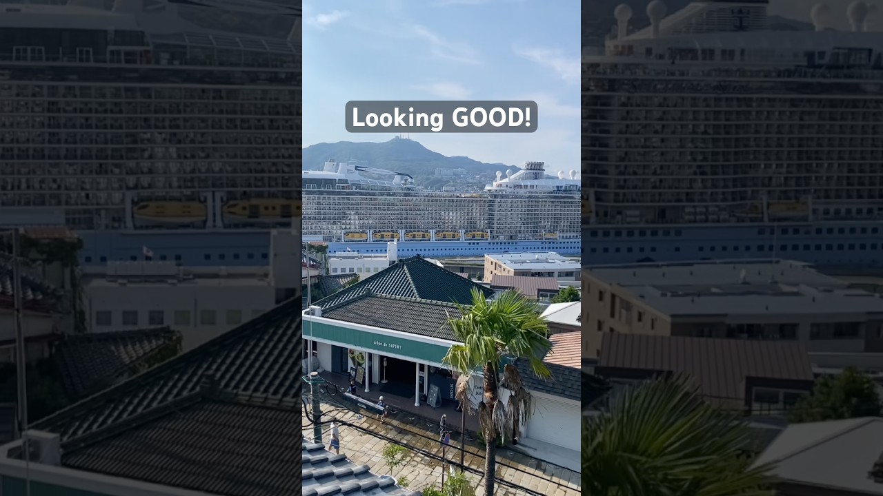 My cruise ship looking pretty in Nagasaki, Japan (Royal Caribbean Spectrum of the Seas)
