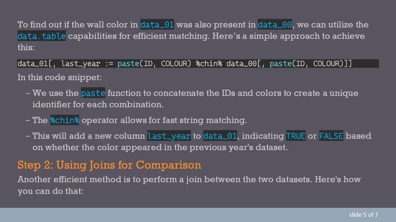 How to Compare Two Datasets Using data.table in R