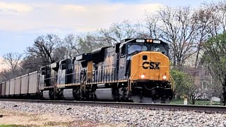 Northbound very long CSX GALX empty coal hoppers on track one