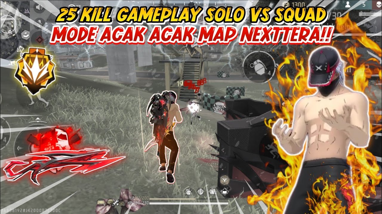 25 KILL GAMEPLAY SOLO VS SQUAD MODE ACAK ACAK MAP NEXTTERA!! - FREE ...